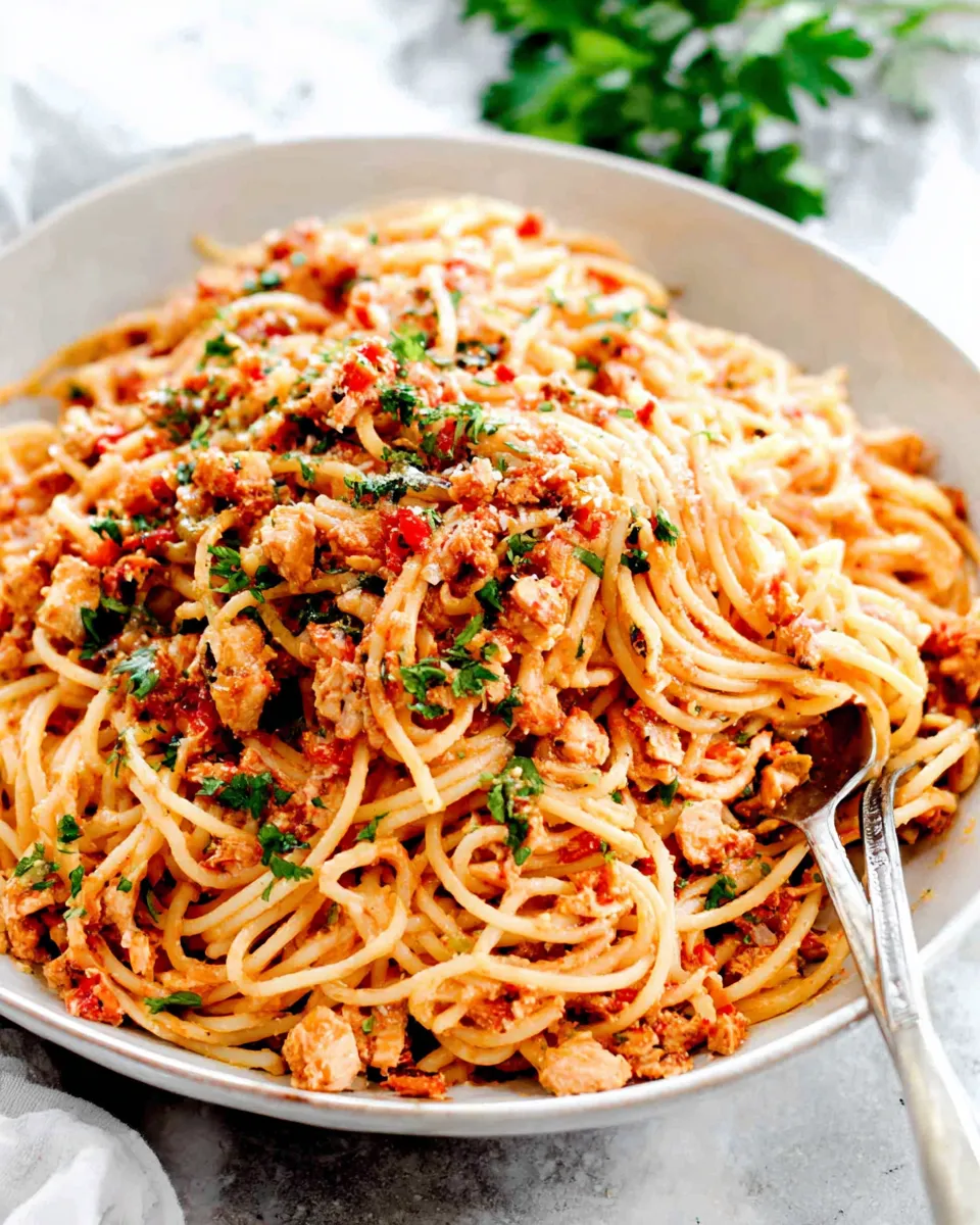 Quick Easy Chicken Spaghetti food shot