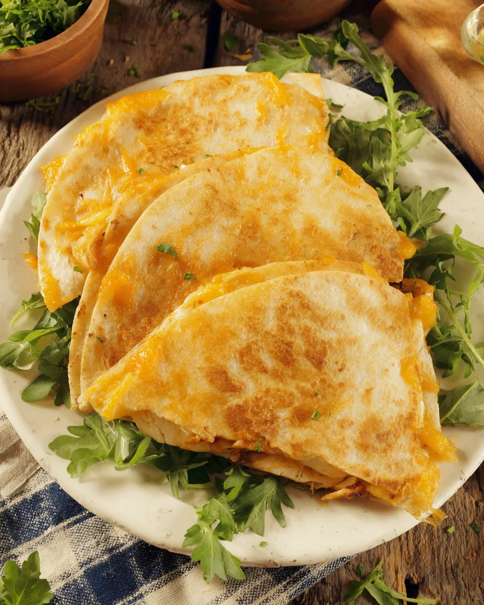 Quick Easy Chicken & Cheese Quesadillas food shot