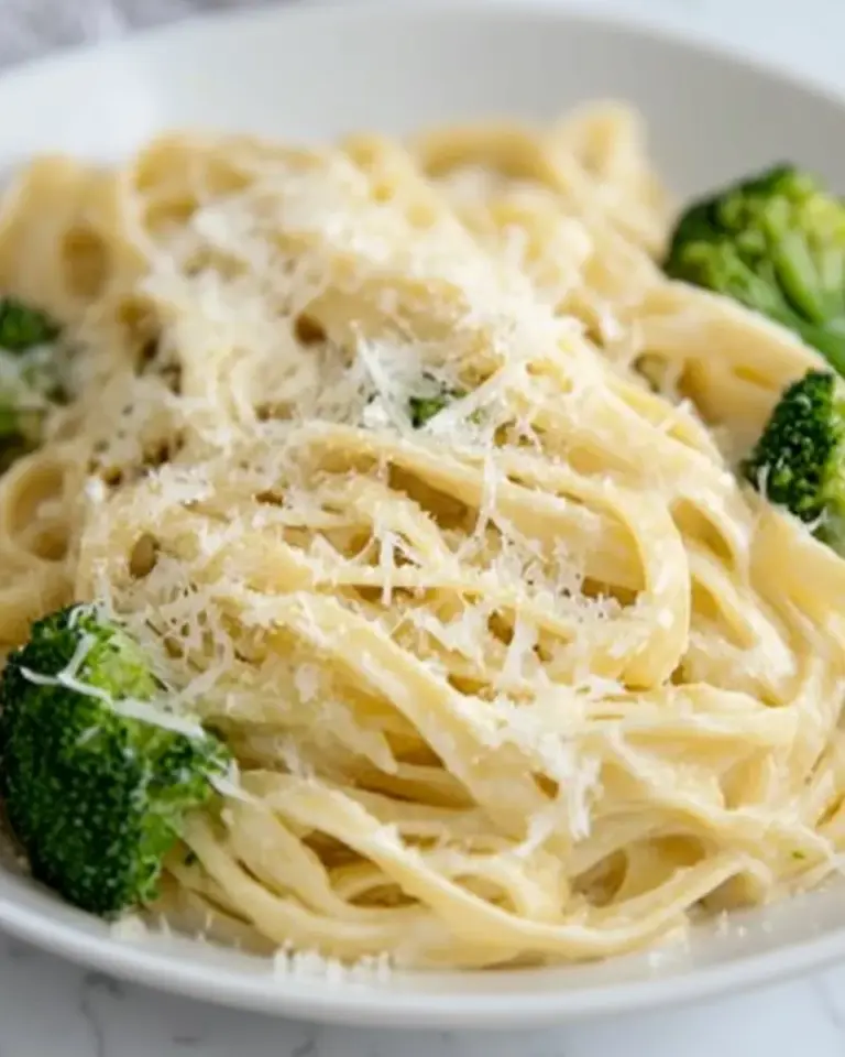 Homemade Easy Fettuccine Alfredo With Broccoli photo