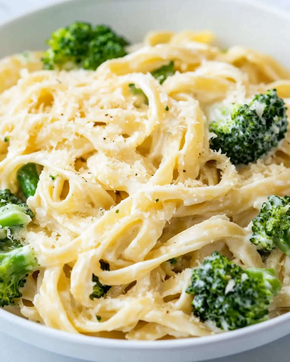 Classic Easy Fettuccine Alfredo With Broccoli image