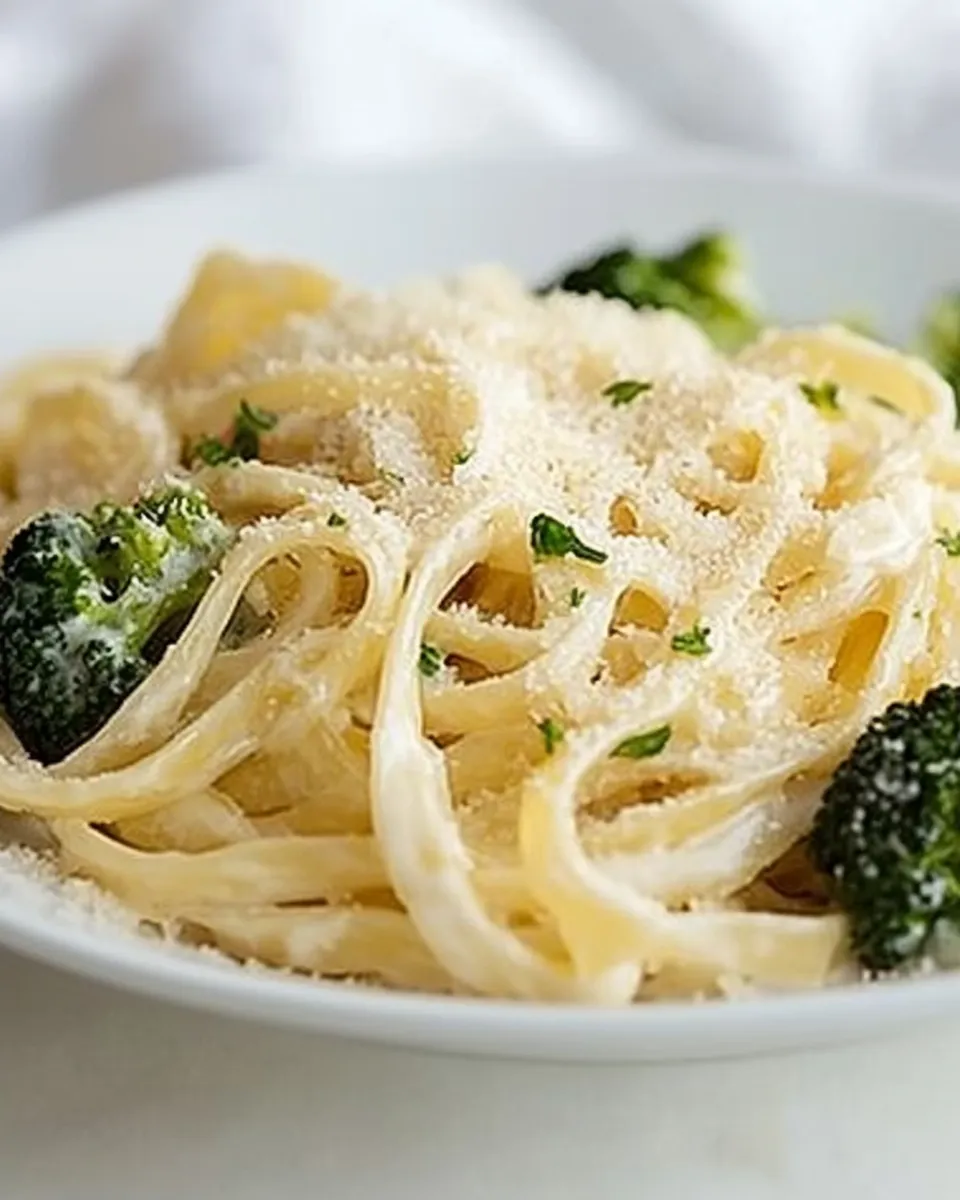 Quick Easy Fettuccine Alfredo With Broccoli shot
