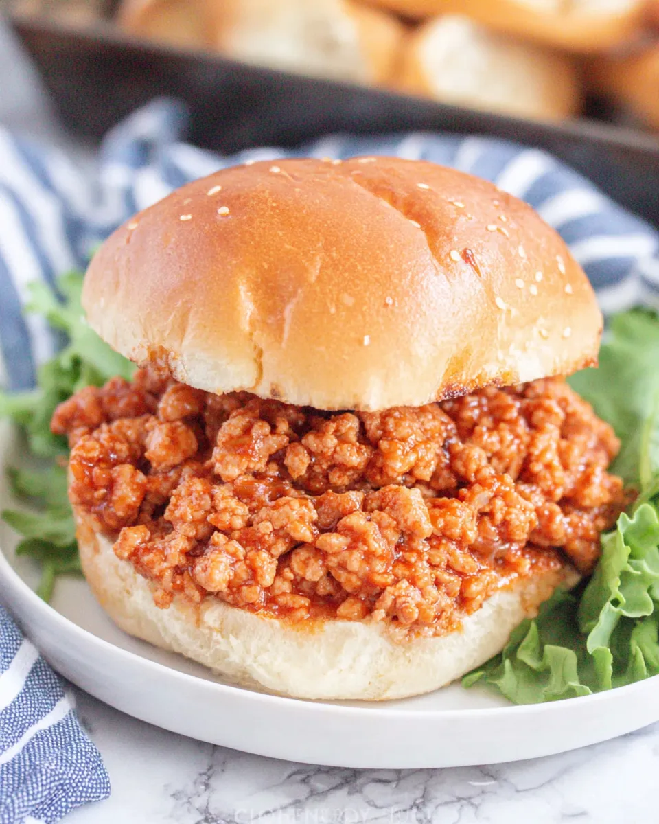 Delicious Easy Ground Chicken Sloppy Joes food shot