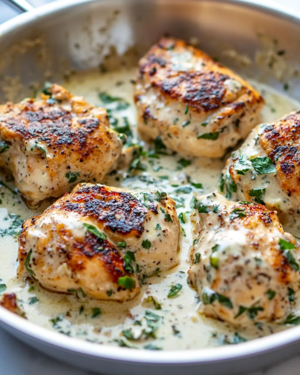 Delicious Easy One Skillet Creamy Cilantro Lime Chicken plate image