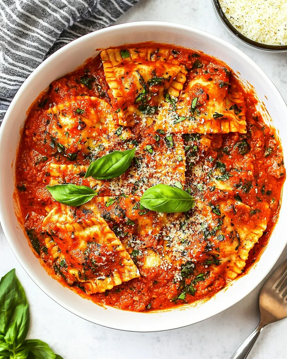 Easy Easy Ravioli with Creamy Basil-Tomato Sauce picture