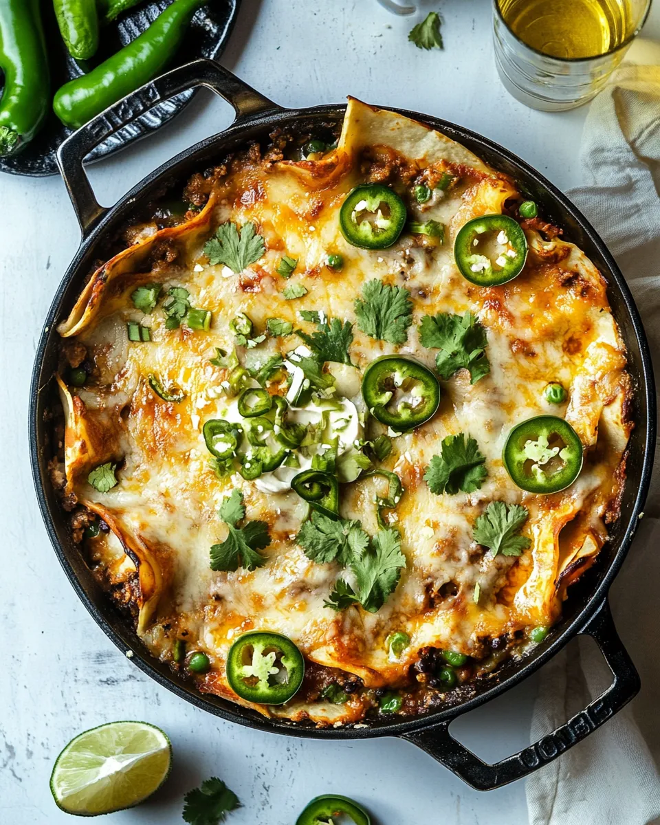 Homemade Easy Skillet Mexican Lasagna. photo