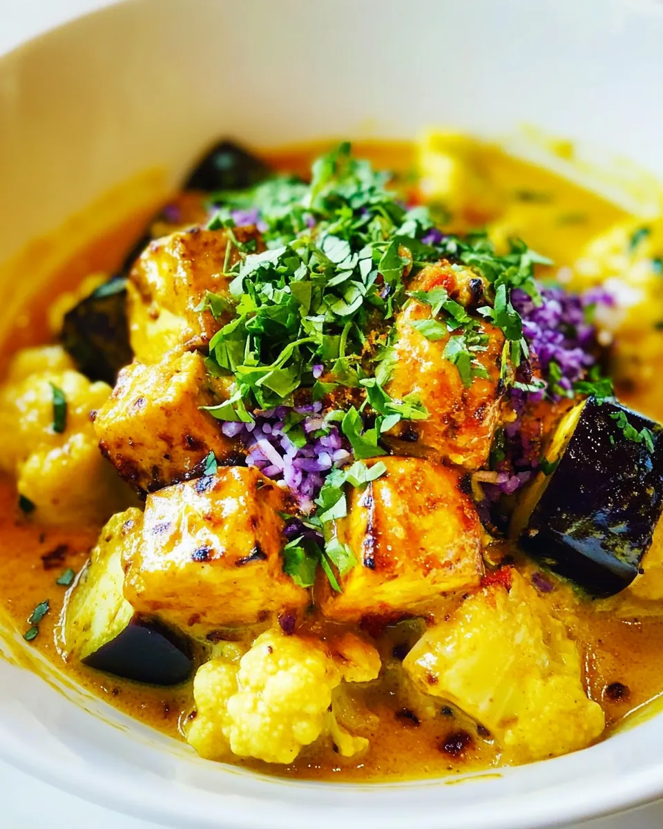 Homemade Eggplant and Cauliflower Curry with Tofu photo