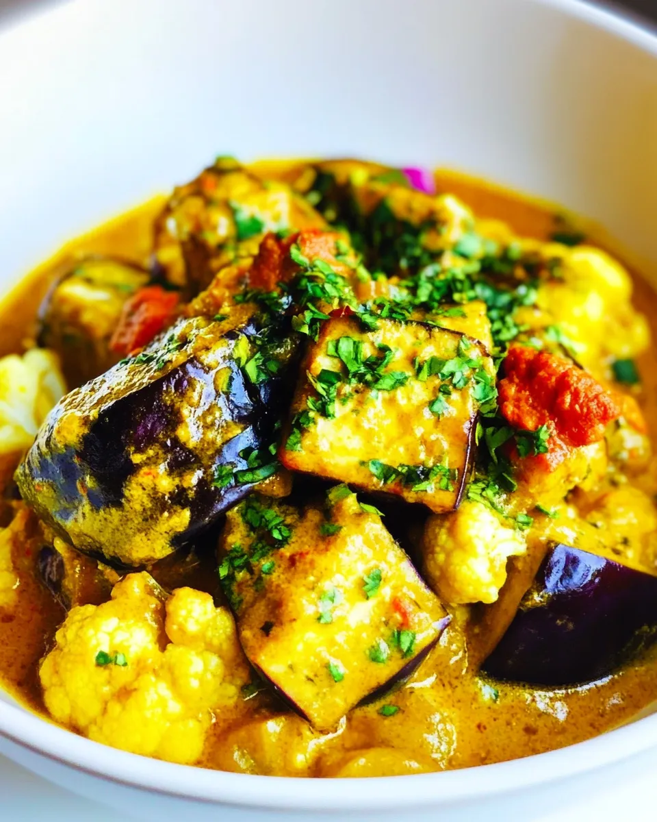 Delicious Eggplant and Cauliflower Curry with Tofu dish photo