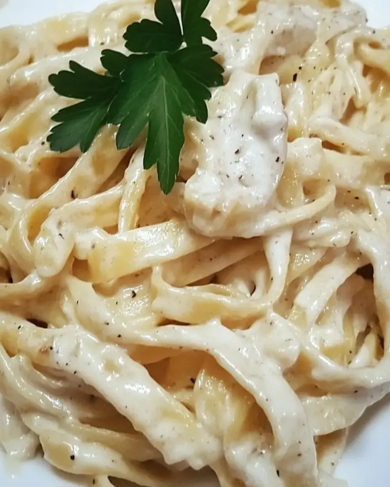 Homemade Fettuccine Alfredo with Fresh Pasta photo
