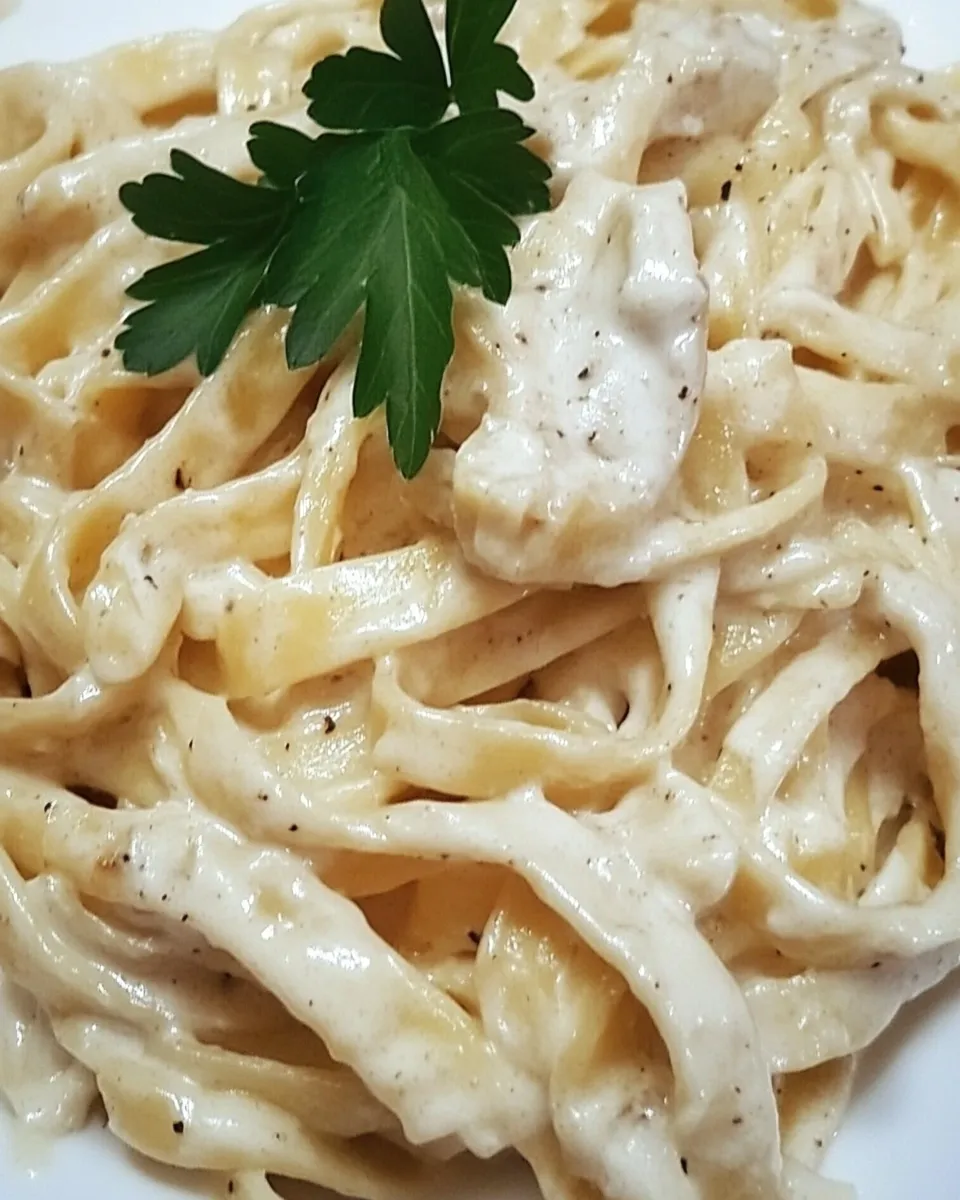 Homemade Fettuccine Alfredo with Fresh Pasta photo