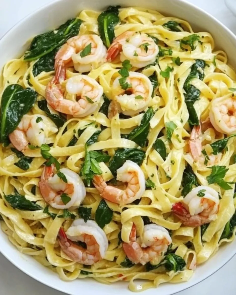 easy Fettuccine with Shrimp and Spinach picture