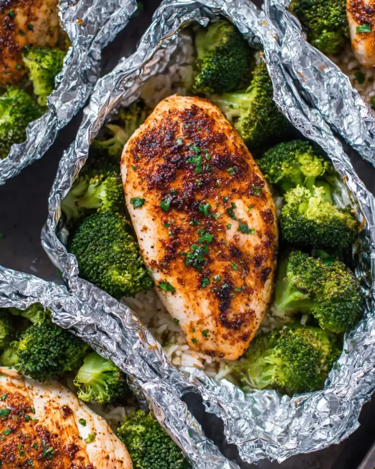 Homemade Foil Pack Chicken Rice and Broccoli photo
