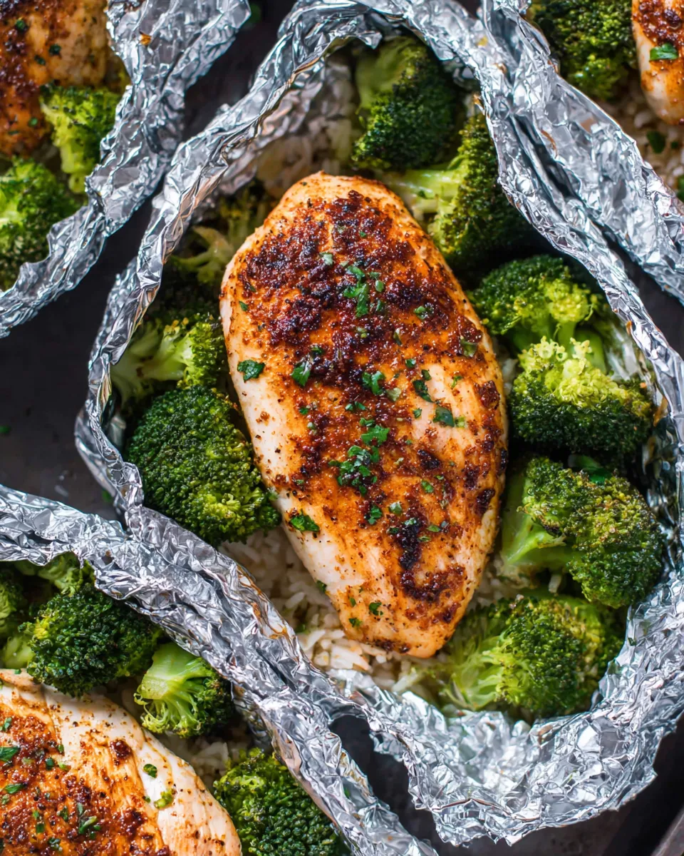 Homemade Foil Pack Chicken Rice and Broccoli photo