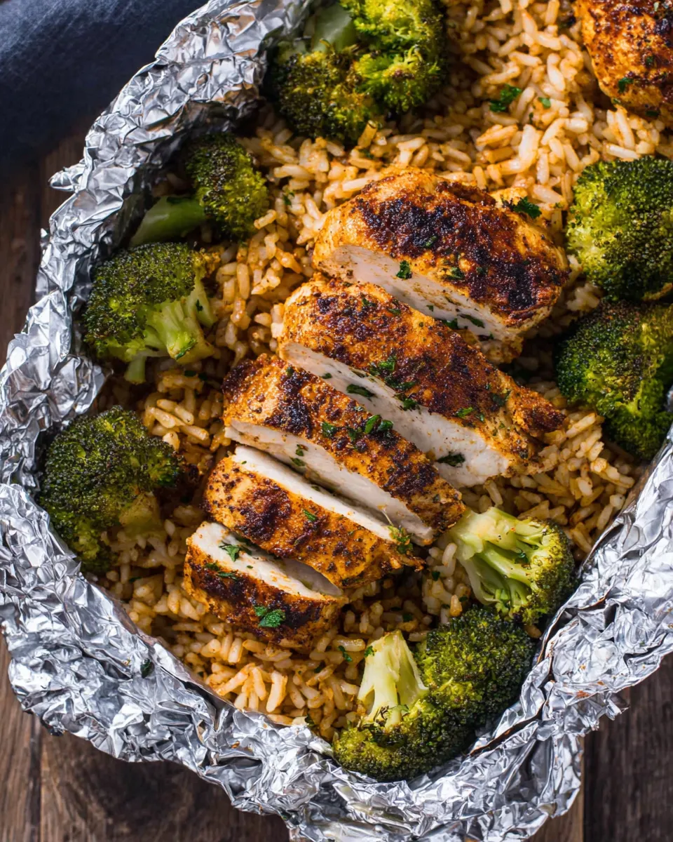 Delicious Foil Pack Chicken Rice and Broccoli dish photo
