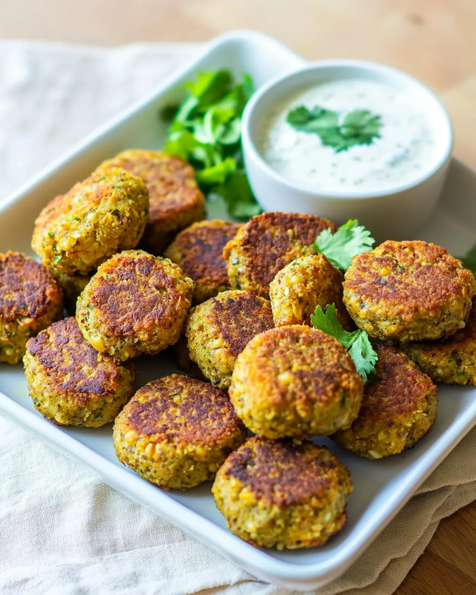 Delicious Garbanzo Beans Croquettes with Tahini Sauce dish photo