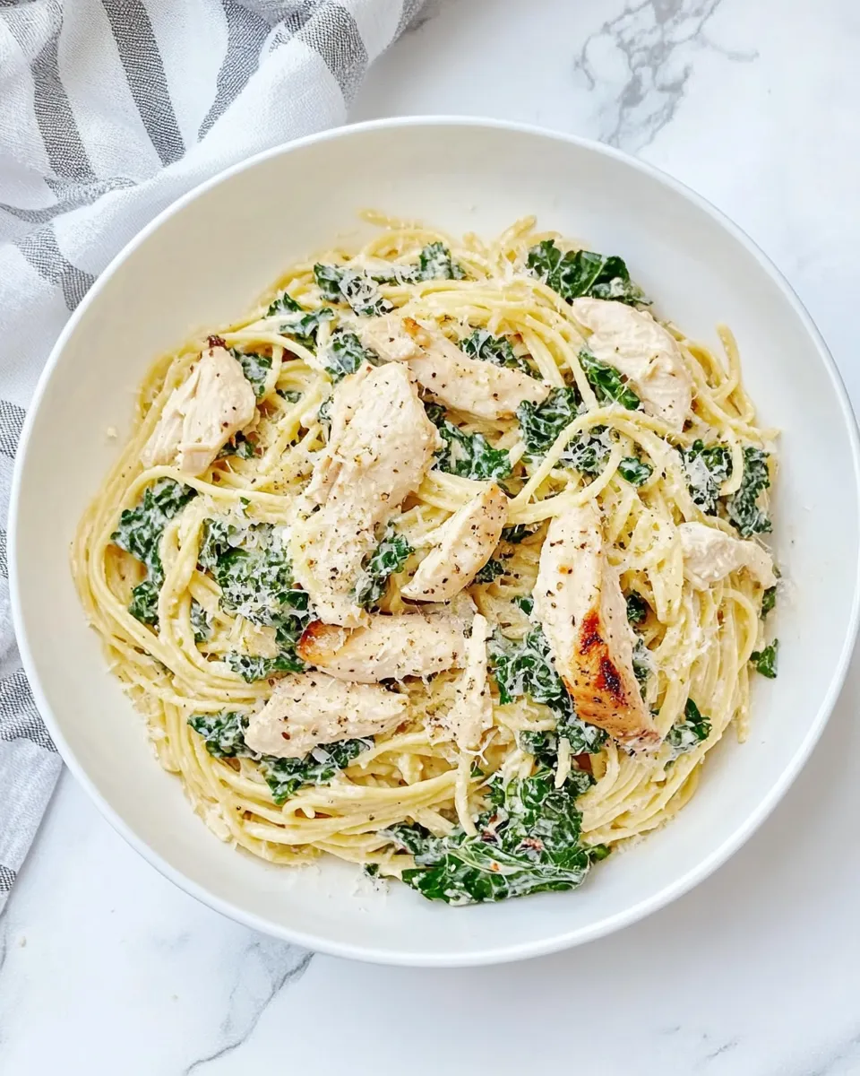 easy Garlic Chicken & Kale Spaghetti picture
