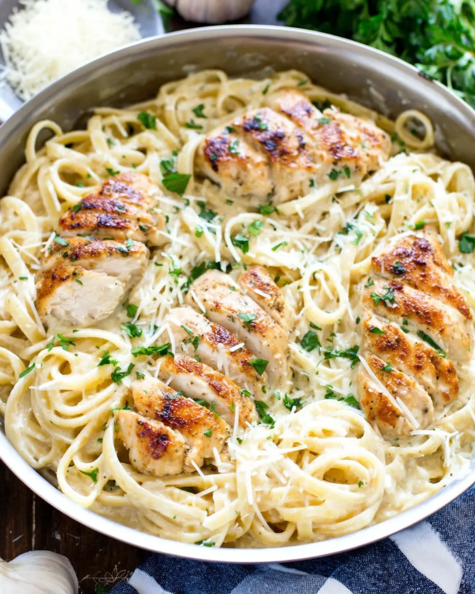 Delicious Garlic Parmesan Chicken Pasta plate image