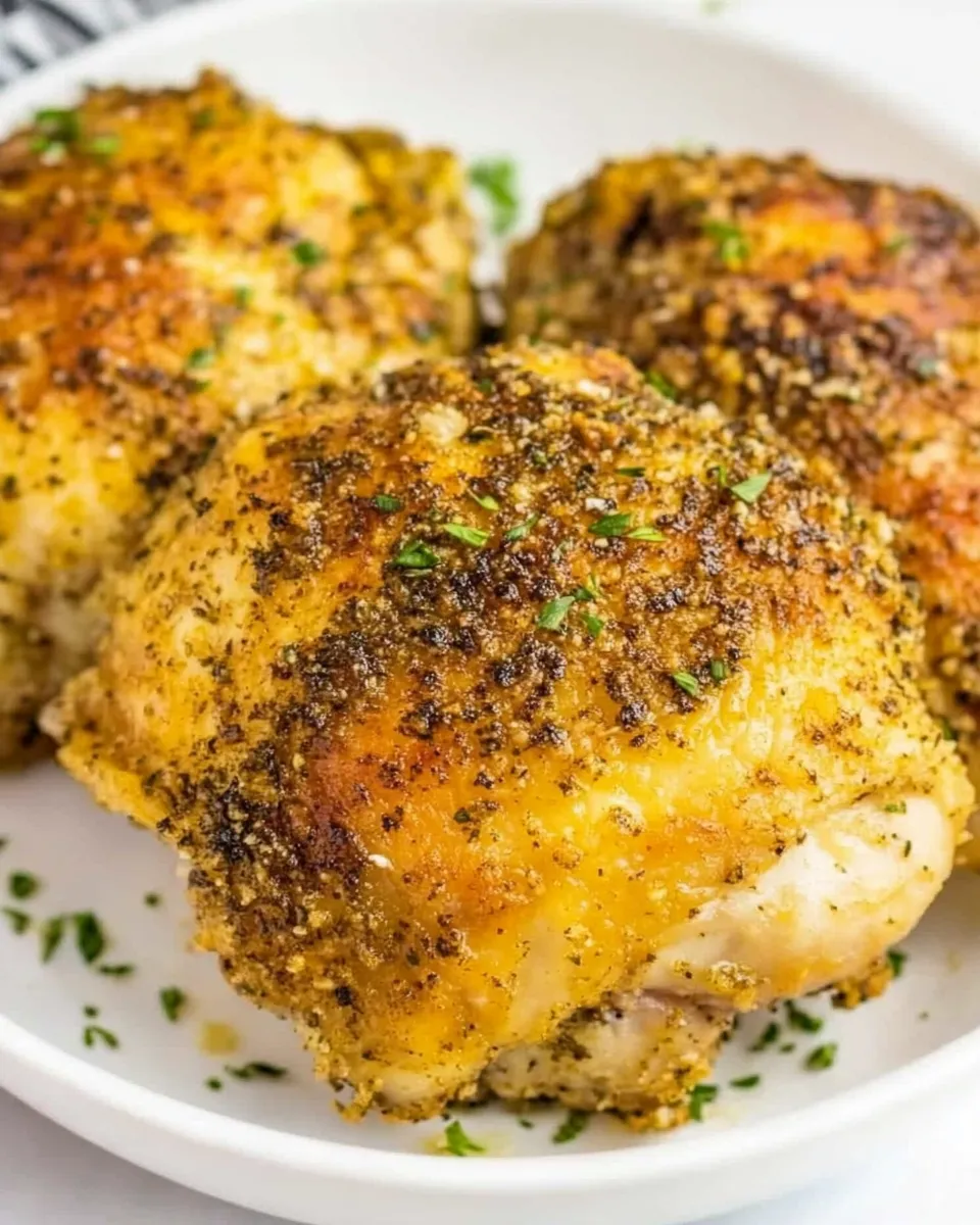 Classic Garlic Parmesan Chicken Thighs (Crispy!) image