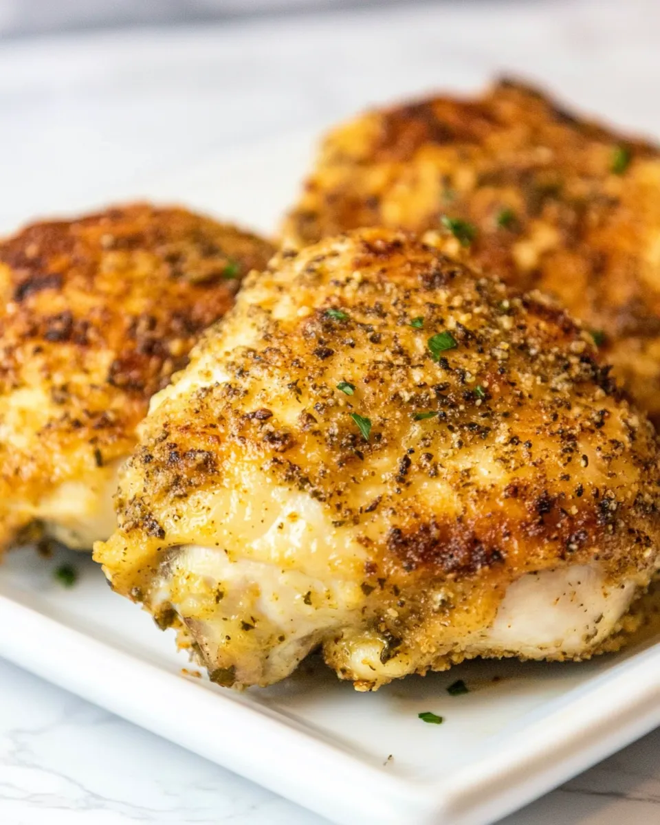 Delicious Garlic Parmesan Chicken Thighs (Crispy!) recipe photo