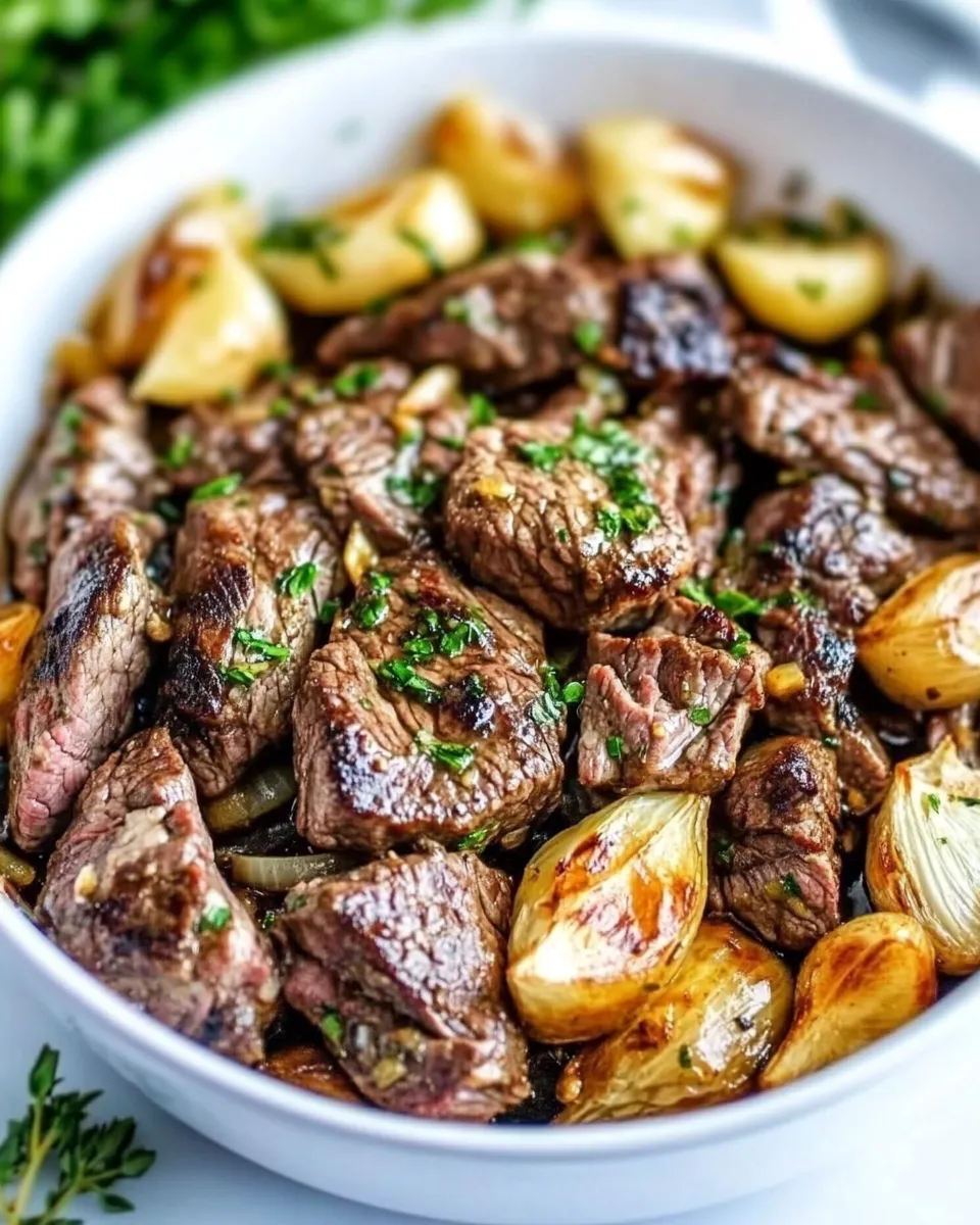 Easy Garlic Steak Skillet plate image
