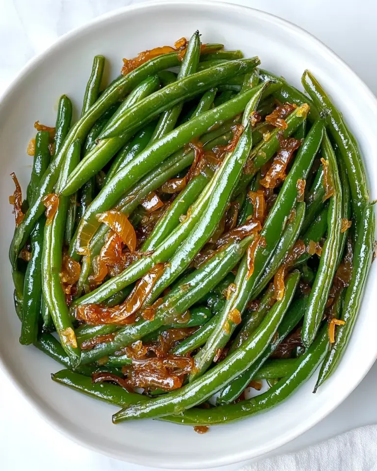 Homemade Garlicky Green Beans with Caramelized Shallots photo