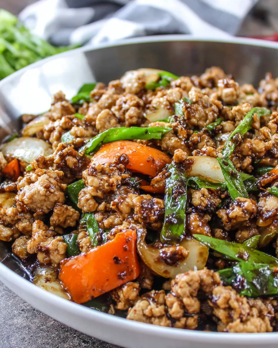 Easy Ginger Sesame Ground Chicken Stir Fry recipe photo