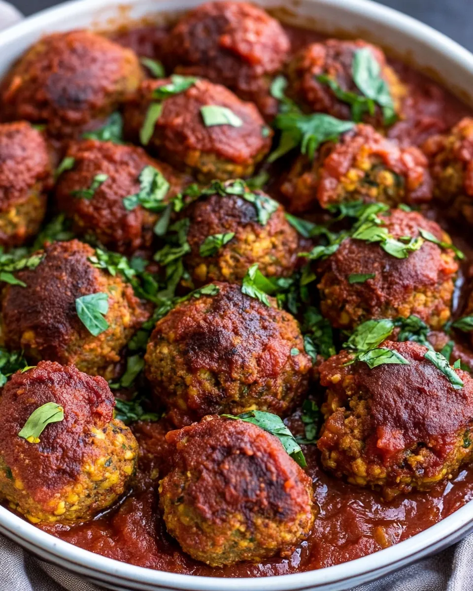 homemade Gluten-Free Vegan Chickpea Meatballs With Tomato Sauce photo