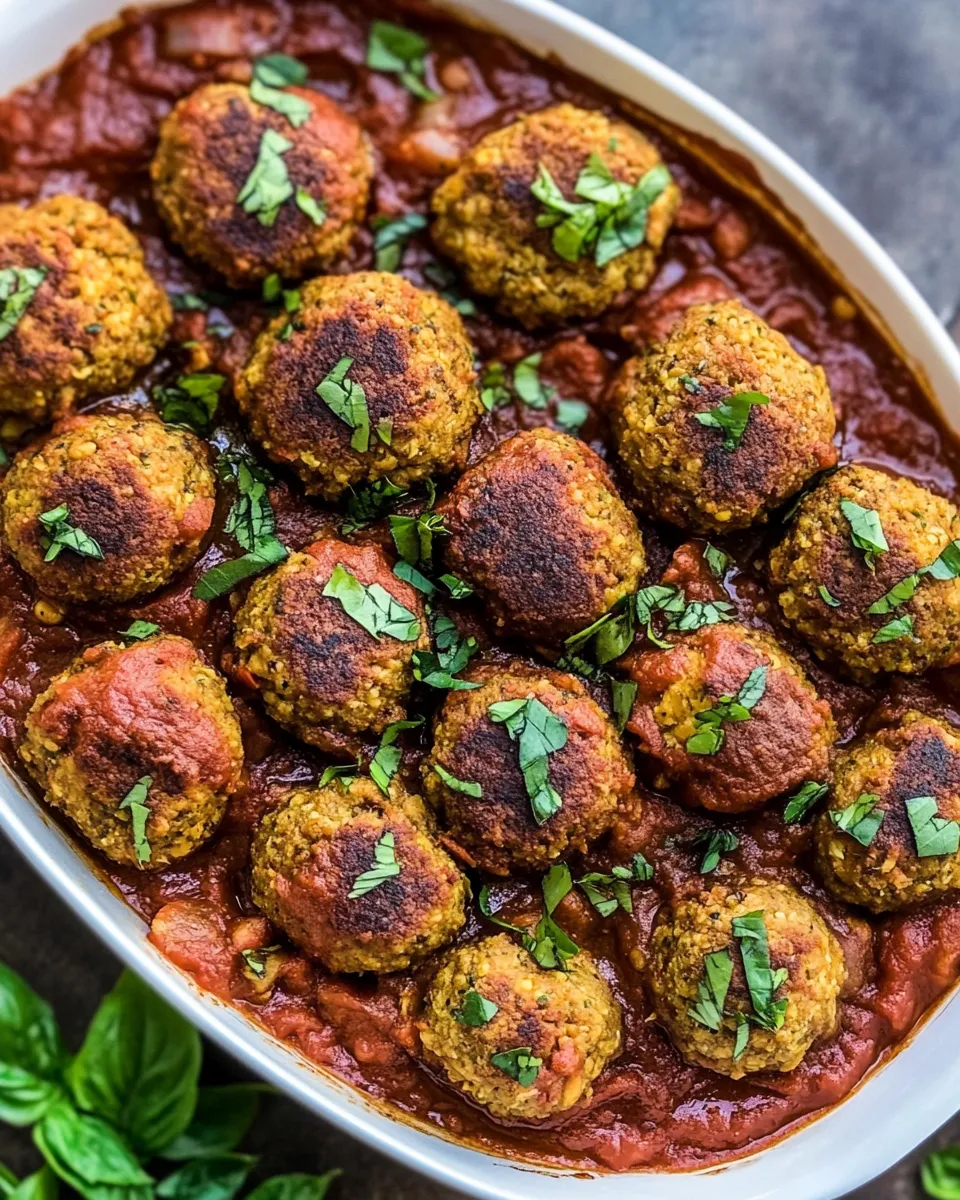 easy Gluten-Free Vegan Chickpea Meatballs With Tomato Sauce recipe image