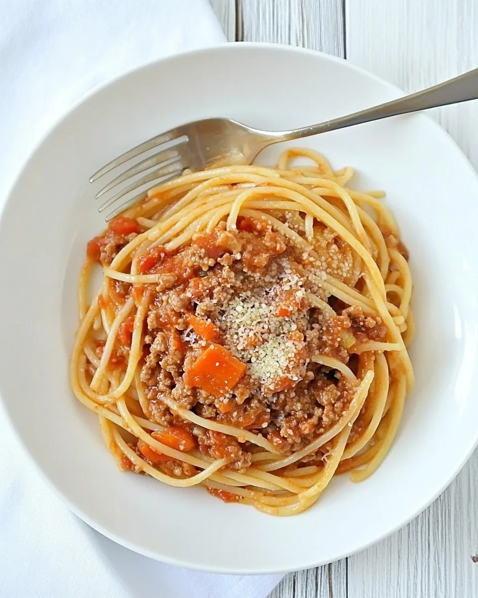 delicious Gluten Free Pasta with Spaghetti Meat Sauce shot