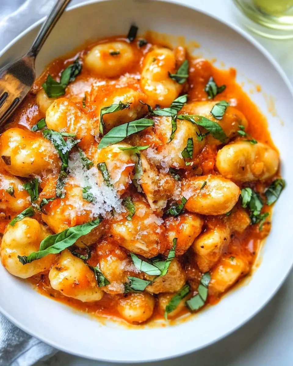 Classic Gnocchi with Grilled Chicken in Roasted Red Pepper Sauce image