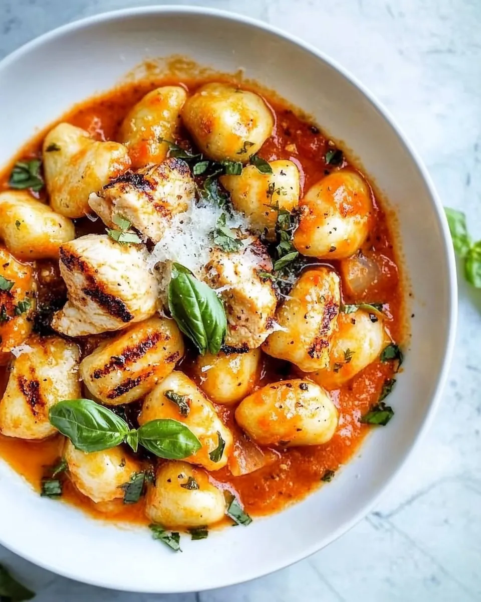 Easy Gnocchi with Grilled Chicken in Roasted Red Pepper Sauce picture