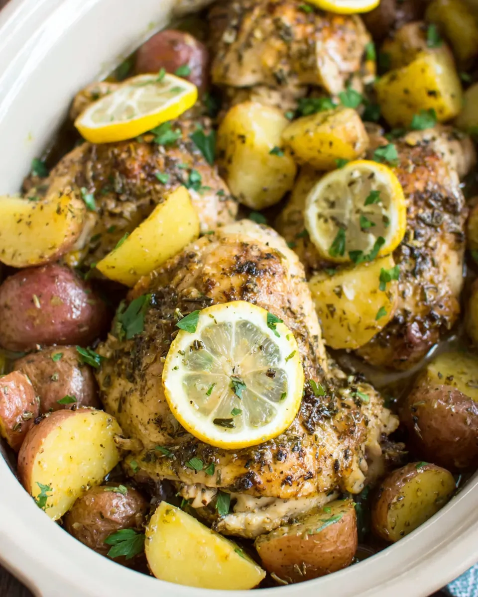 Delicious Greek Slow Cooker Lemon Chicken and Potatoes dish photo