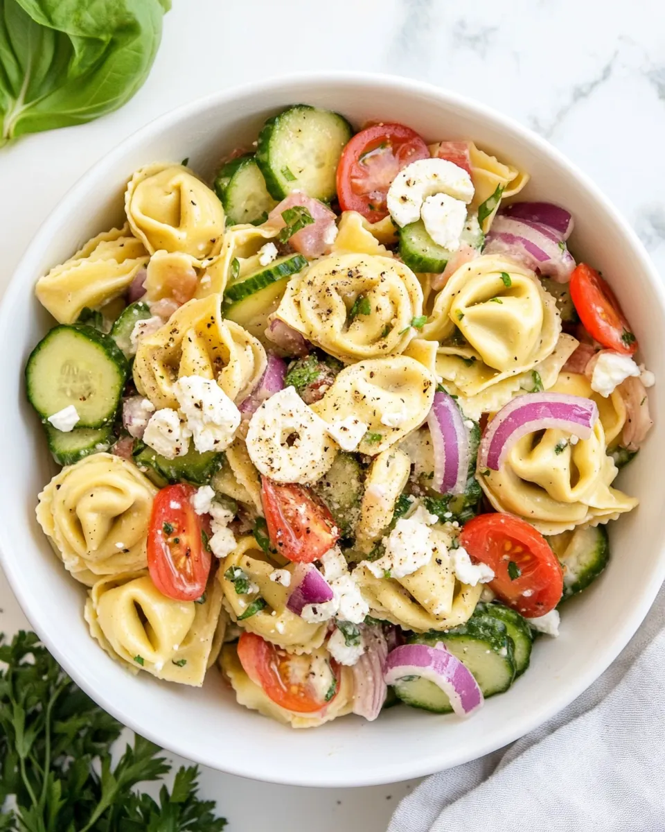 Easy Greek Tortellini Salad plate image