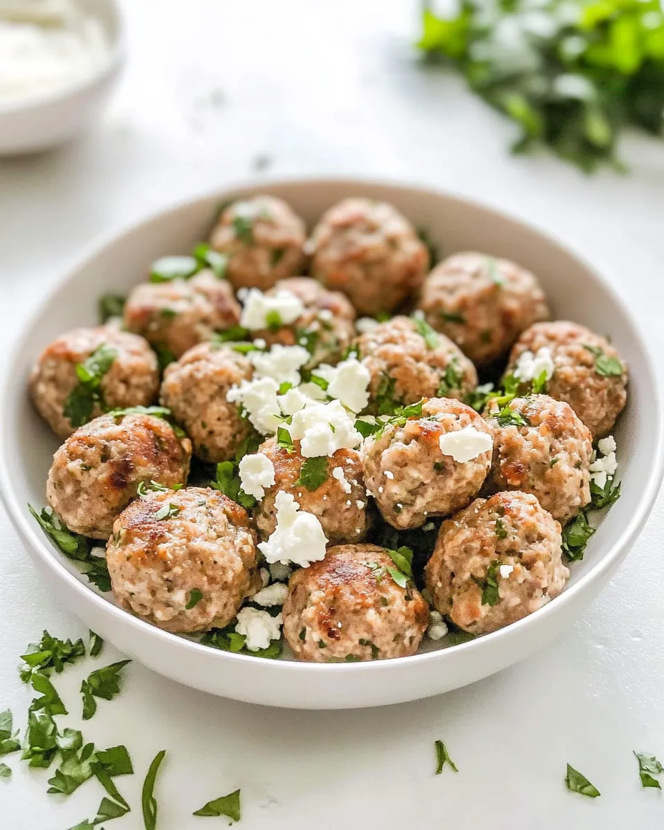 Homemade Greek Turkey Meatballs With Feta photo