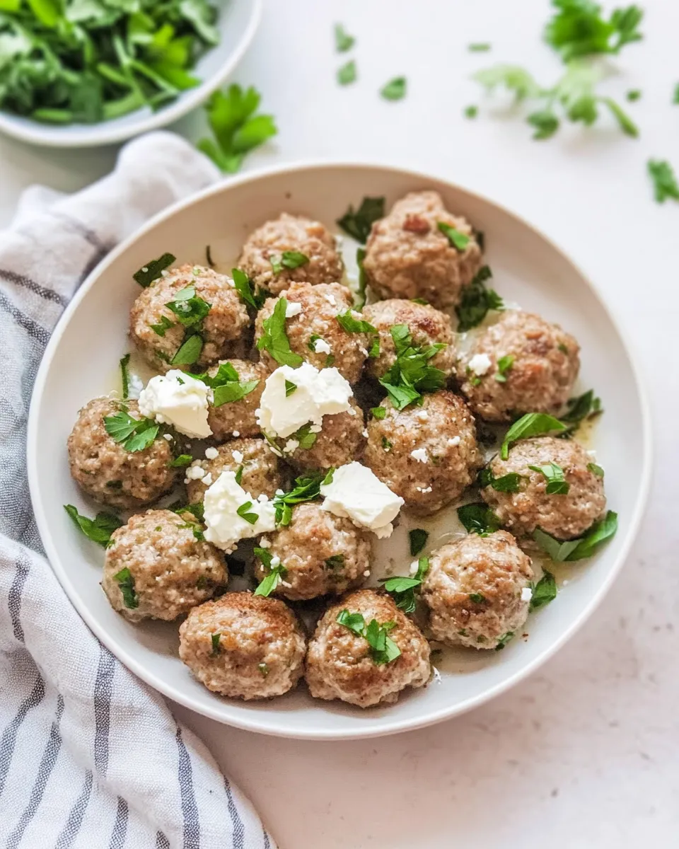 Delicious Greek Turkey Meatballs With Feta plate image