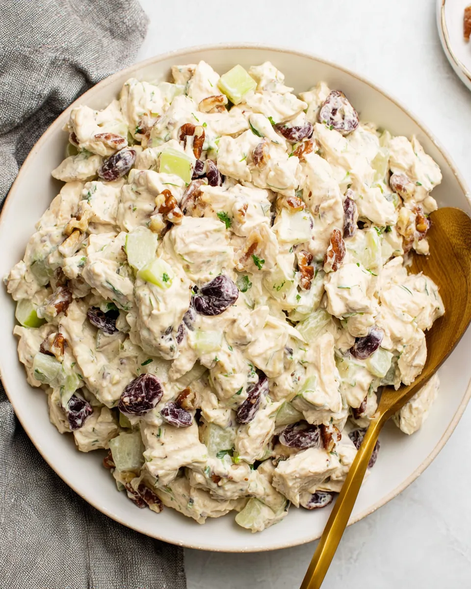 Easy Greek Yogurt Chicken Salad with Toasted Pecans and Apples food shot