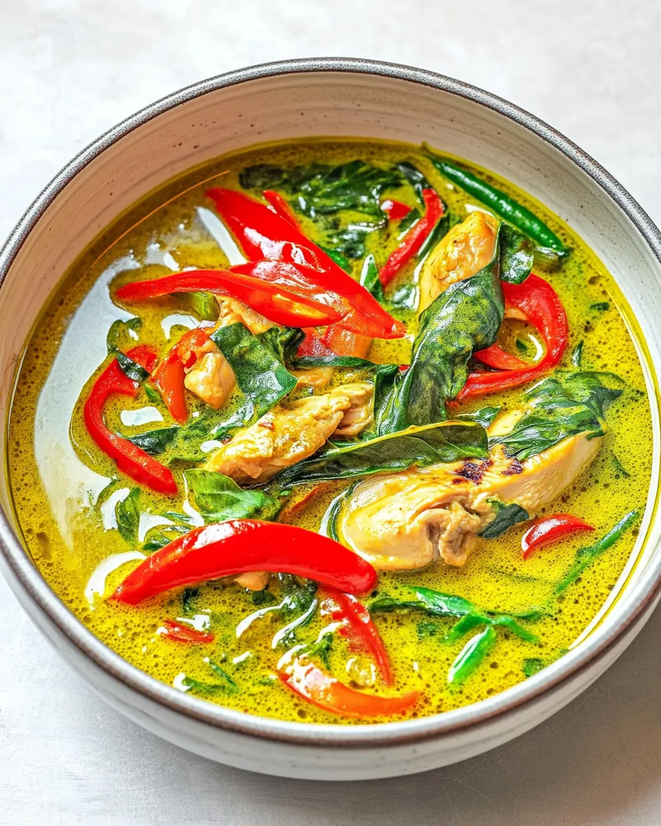 Delicious Green Chicken Curry plate image