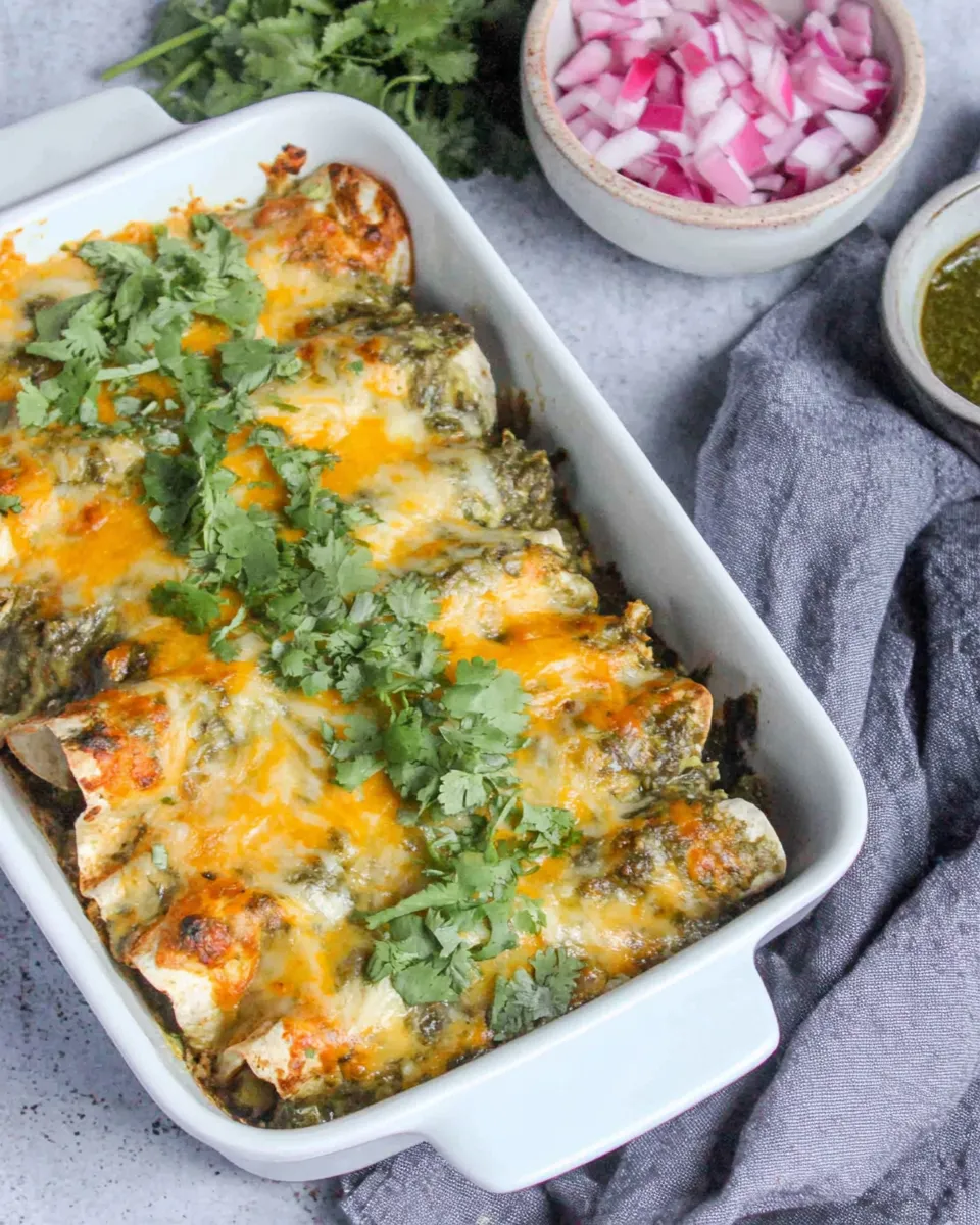 Delicious Green Chicken Enchiladas (With Salsa Verde) food shot