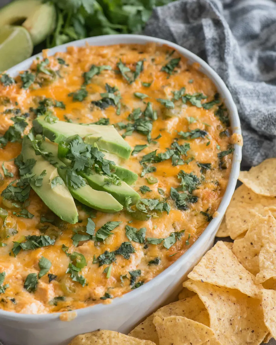 Classic Green Chile Chicken Enchilada Dip food shot