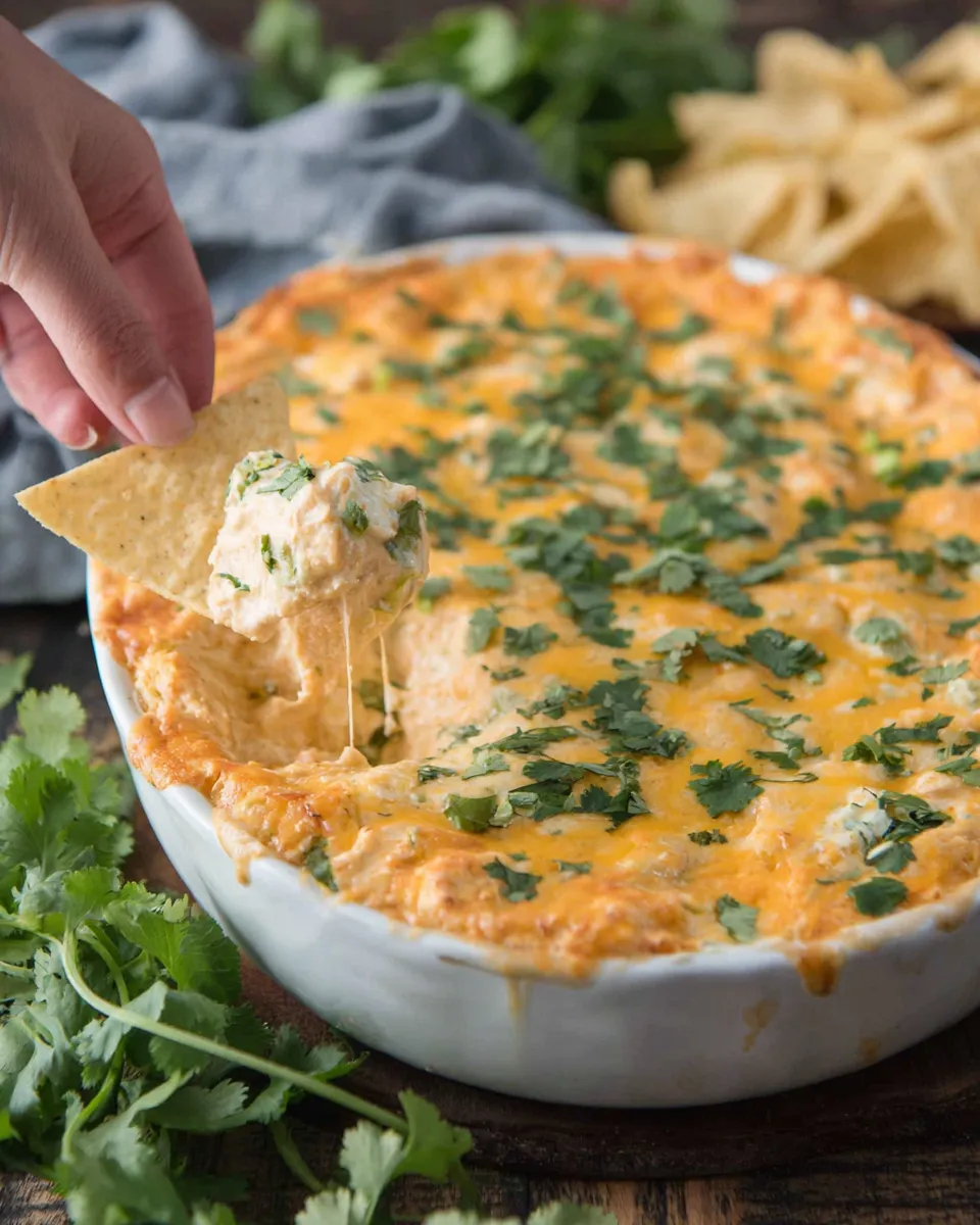 Easy Green Chile Chicken Enchilada Dip dish photo