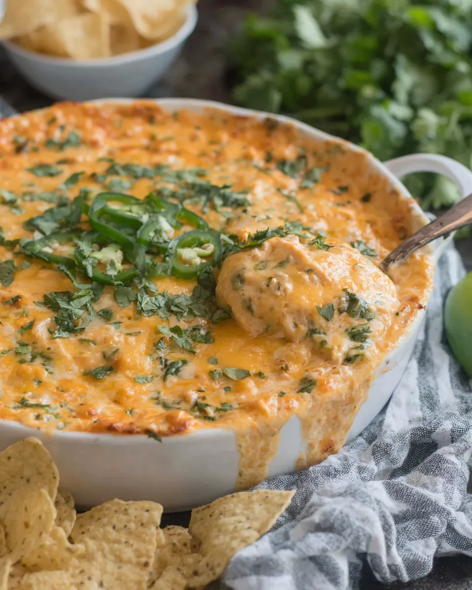 Delicious Green Chile Chicken Enchilada Dip plate image