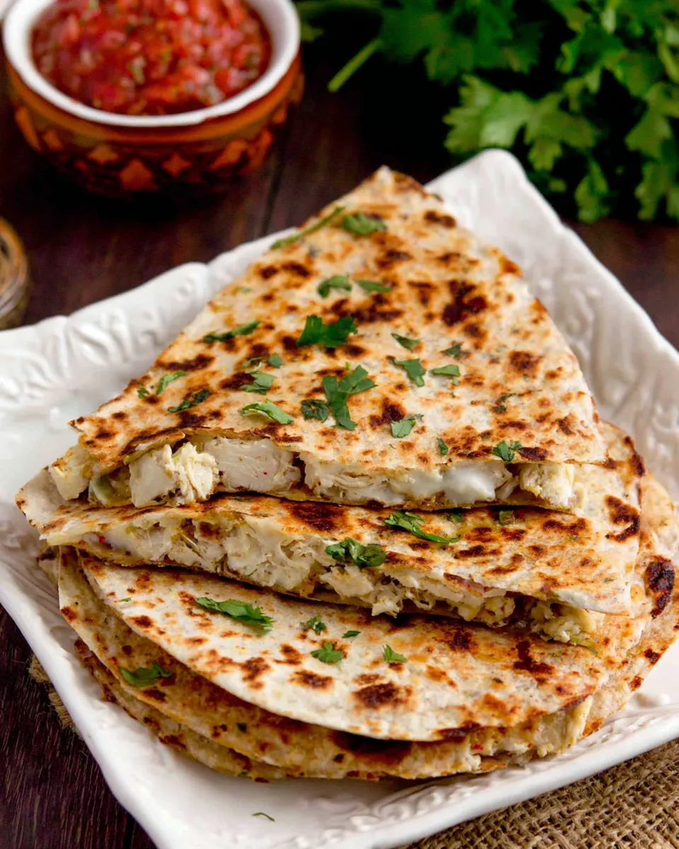 Classic Green Chile Chicken Quesadillas dish photo