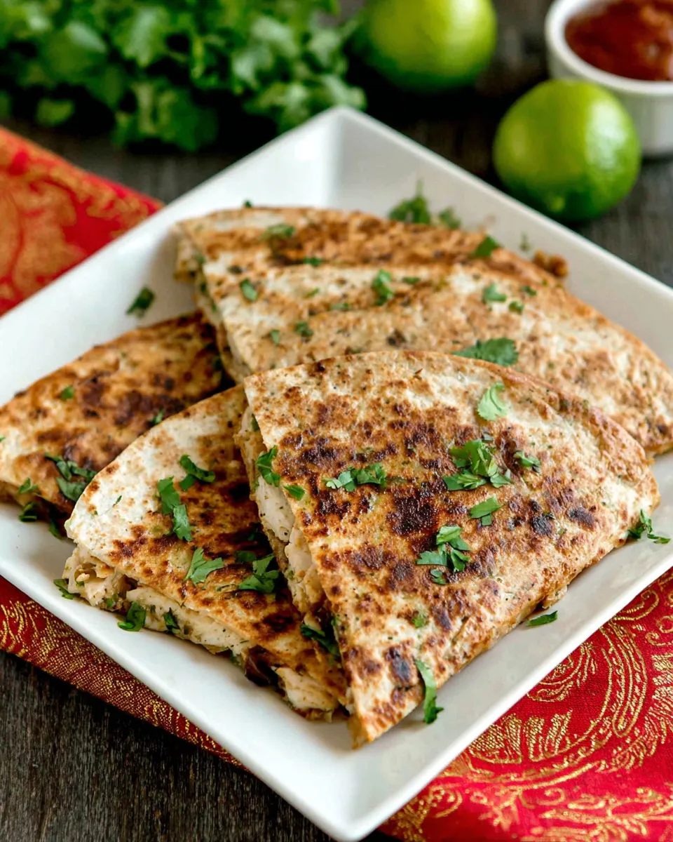 Delicious Green Chile Chicken Quesadillas image