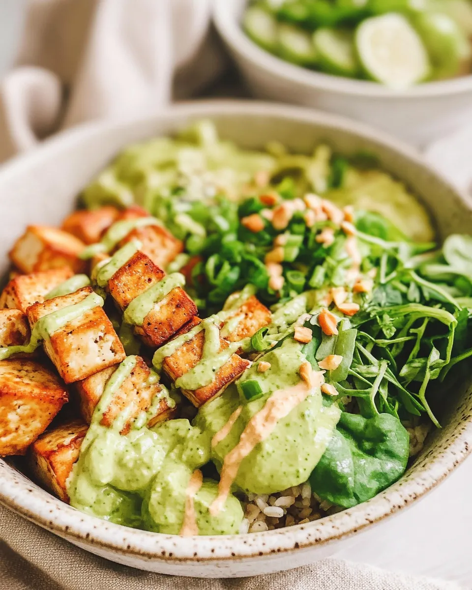 Delicious Green Goddess Tofu Bowl Recipe plate image