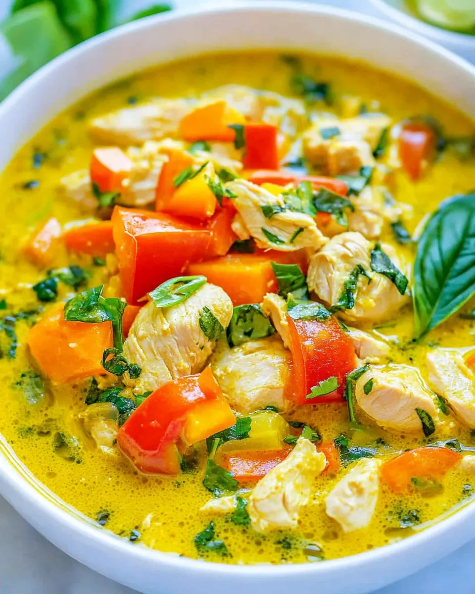 Delicious Green Thai Chicken Coconut Curry plate image