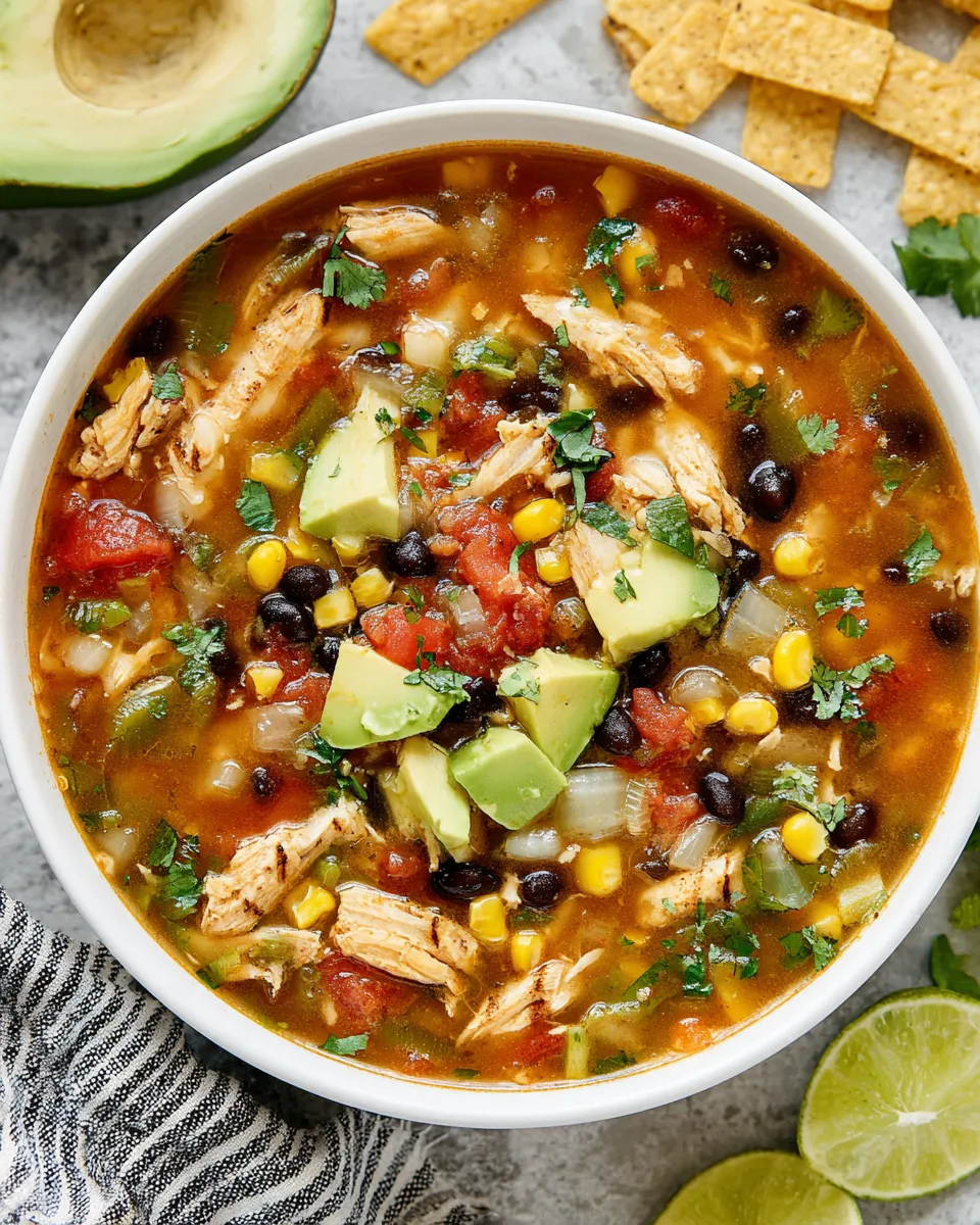 Easy Grilled Chicken Tortilla Soup food shot