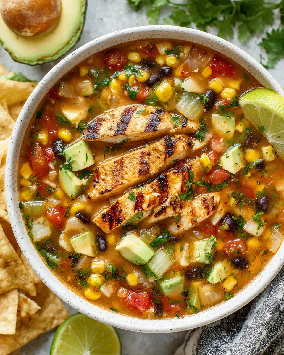Delicious Grilled Chicken Tortilla Soup plate image