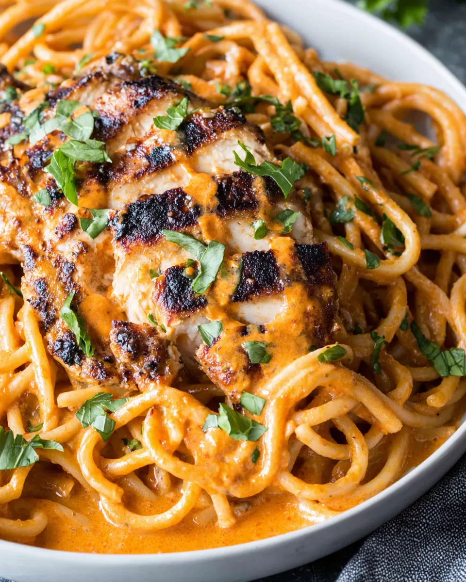 Classic Grilled Chicken with Red Pepper Pasta image