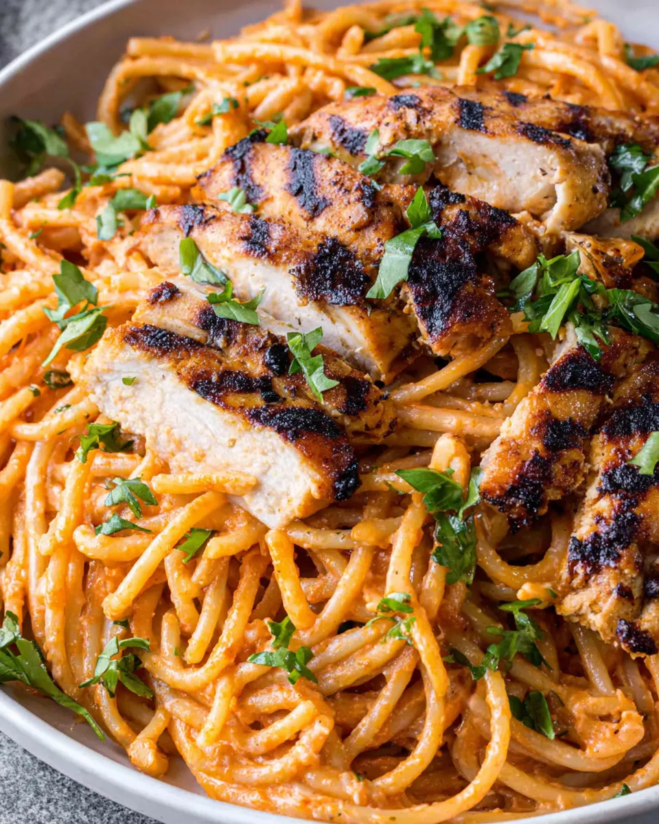 Easy Grilled Chicken with Red Pepper Pasta recipe photo
