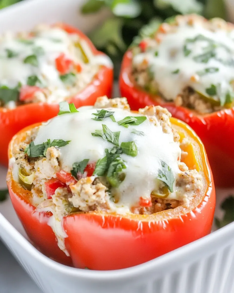 Easy Ground Chicken Stuffed Peppers dish photo