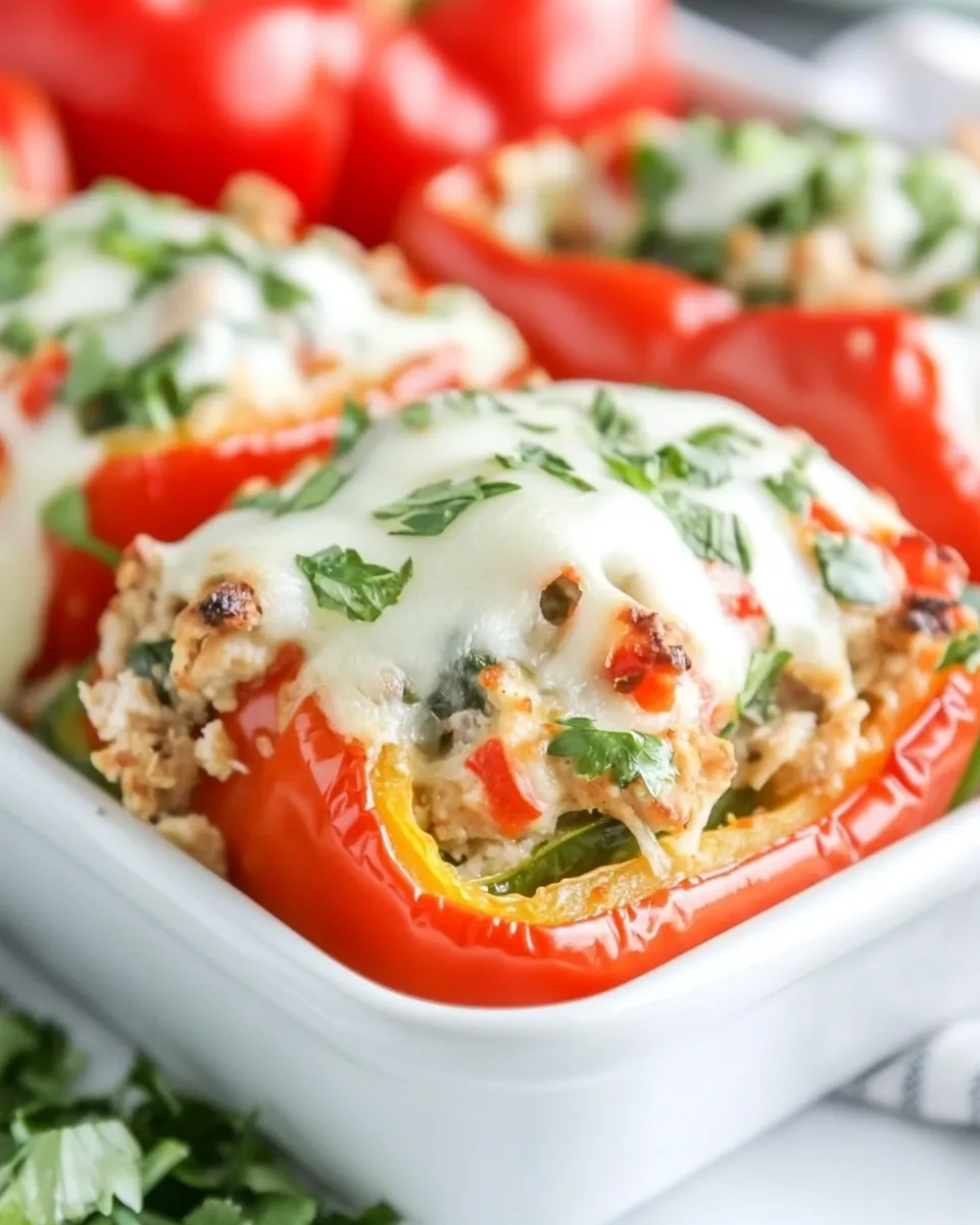 Delicious Ground Chicken Stuffed Peppers plate image